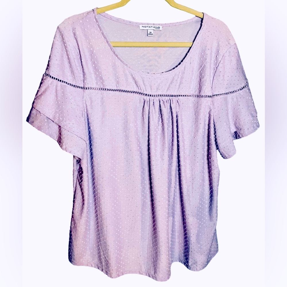 Notations purple Swiss dot pattern blouse. 3X